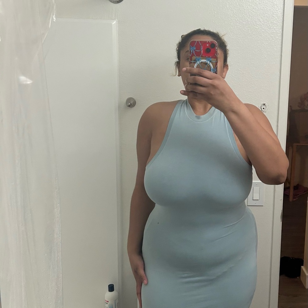 SKIMS Light Blue Halter Dress